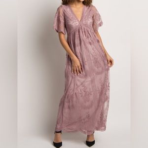 Pinkblush Dusty Pink Lace Maxi Dress